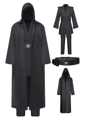 Wecos Tunika, Kapuzenmantel, Ritter-Kostüm, Outfits, Halloween, Cosplay, Kostüm für Herren, drei Versionen, Schwarzes Komplettset, L Wecos Tunika, Kapuzenmantel, Ritter-Kostüm, Outfits, Halloween, Cosplay, Kostüm für Herren, drei Versionen, Schwarzes Komplettset, L von Wecos
