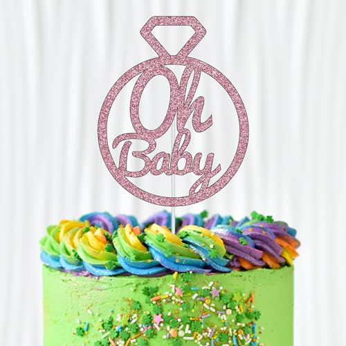 WedDecor Baby Shower Cake Topper, Double Sided Glitter Baby Shower Cake Decorations Gender Reveal Baby Girl Cake Picks for Celebrating Baby Girl Shower Party Celebration, Baby Pink von WedDecor
