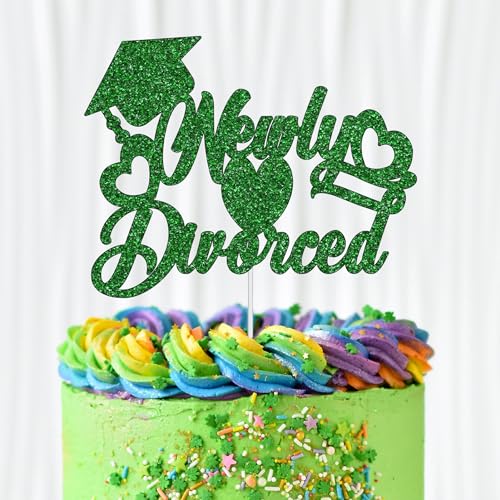 WedDecor Cupcake-Topper mit grünem Glitzer, Motiv: frisch geschiedene Scheidung, Party-Kuchendekoration, Zubehör für Junggesellenabschied, Freedom Broken Up Thema von WedDecor