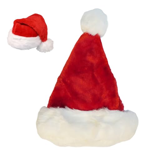 WedDecor Roter Samt-Weihnachtsmannhut für Erwachsene – Plüschmütze aus rotem Samt für Weihnachtsfeier-Kostüme, Unisex-Erwachsene, roter Weihnachtsmannhut für Geschenke, Kostümhut, Dekorationen, von WedDecor