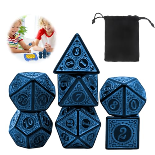 WeddHuis 7 Stück DND Dice Polyedrisches Würfel Set für Dungeon und Dragons MTG RPG D&D (D20, D12, D10, D%, D8, D6, D4) (Blau) von WeddHuis