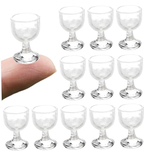 12pcs Mini Weingläser, 0,6x0.4 Mini Wine Dollhouse Miniatures Harz 1/12 Maßstab Accessoires für Puppenhausküchenspielzeug von Weddflower