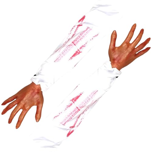 2pcs Halloween Hände, 21 Zoll abgetrennten falschen Arm mit weißer Stoffhülle, weiche realistische Halloween -Körperteile, gruselige Halloween -Requisiten für Halloween -Kostümparty -Dekor, Stil 1 von Weddflower