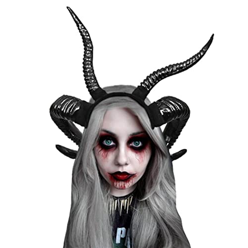 Halloween Hörner Schwarze Gothic Teufel Horns Halloween Kostüm Kleid Schaf Horn Kopfwege Böse Hexenhörner Halloween Hair Accessoire für Halloween Cosplay Food Dress Schwarz von Weddflower