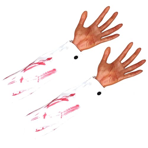 2pcs Halloween -Hände, 21 Zoll abgetrennten falschen Arm mit weißer Stoffhülle, weiche realistische Halloween -Körperteile, gruselige Halloween -Requisiten für Spukhaus,Stil 1 von Weddflower