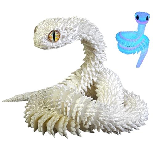 Weddflower 3D -gedruckte Schlange 12 Zoll 3D Bedruckte Tiere Flexible Joint Snake Toy mit Nachtlicht Regenbogen 3D -gedrucktes Spielzeug für Home Office Decor Schreibtisch Spielzeug Freunde Geschenke von Weddflower