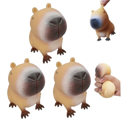 Weddflower 3pcs Animal Stress Balls lustige Capybara Stressabbau Stressspielzeug für Kinder und Erwachsene Capybara Stoffed Animal Birthday Gift für Kinderparty Gunst von Weddflower