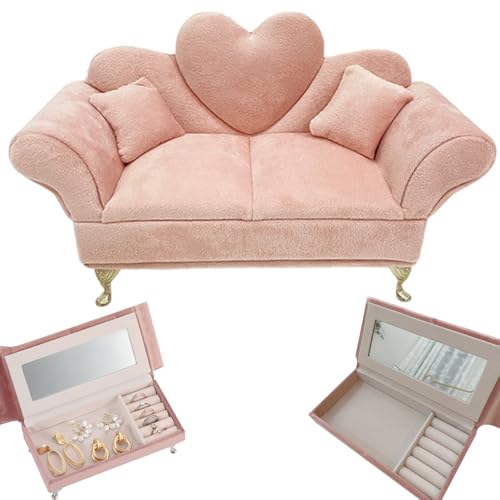 Weddflower Dollhouse Möbel, süße Puppen -Couch -Schmuckschatulle, weiche Velvet -Schmuckschatulle, 1/6 -Skala Miniatur -Puppenhauszubehör für Mädchen und Frauen Geschenk von Weddflower