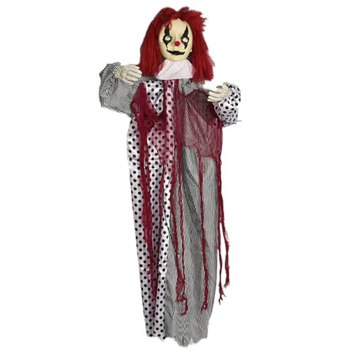 Weddflower Halloween -Dekorationen 41 Hanging Clown Animatronik rotes Haar Clown mit leuchtend rot von Weddflower