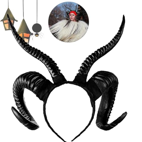 Weddflower Halloween Hörner Schwarze Gothic Devil Horns Halloween Kostüm Kleid Schaf Horn Kopfwege Böse Hexenhorns Halloween Hair Accessoire für Cosplay -Kostüme Schwarz von Weddflower