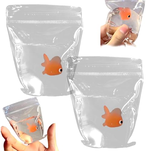 Squeeze Toys 2PCS Goldfisch in klarem Beutel Stressabbau Spielzeug für Kinder und Erwachsene tragbare Stressabbau Süßes Spielzeug für Zuhause, Schule, Büro von Weddflower