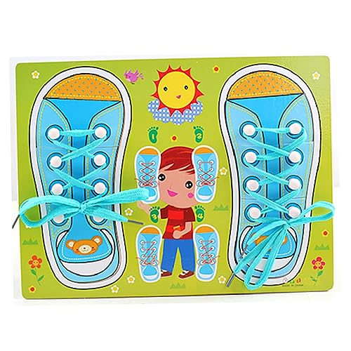 1pc Kinder Holzschuh Spitze Schnürung Sneaker -Board lernen, ein Schuhpädagogik zu schulen, das hölzerne Puzzle Peg Board Toys Praxis feine motorische Fähigkeiten für Kinder ab 3 Jahren (blau) von Wedhapy