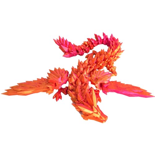 3D -gedruckter Drache, 3D -gedruckter Kristalldrachen Drache Zappel Spielzeug Dragon Figur 18 Zoll 3D Dragon Flexible Artikulierung Kristalldrache Realictic Dragon Zappern Spielzeug Dragon Figur für von Wedhapy