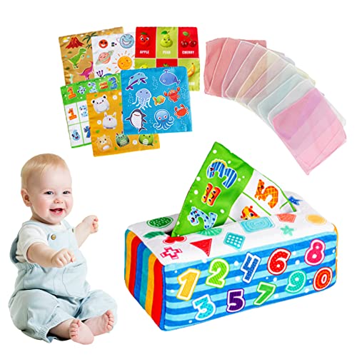 Babyspielzeug 0–6 Monate Baby-Taschentuchbox-Spielzeug für Babys Sensorisches Spielzeug Weiches ausgestopftes Knisterspielzeug Frühes Lernspielzeug für Babys Geschenk Baby-Sensorisches Spielzeug von Wedhapy