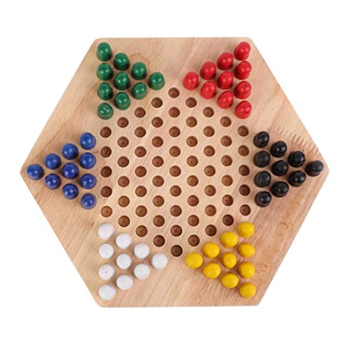 Chinesisches Dame Spiel Chinesisches Dame Brettspiel traditionelles sechseckiges Holztisch Strategiespiel für Familien Kinder und Erwachsene Früherziehung von Wedhapy