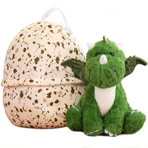 Wedhapy Dinosaurier Plüsch mit Eier 2pcs/Set süße PP Baumwolle weiche ausdrucksstarke Dragon Plüsch Dinosaurier gefülltes Tier für Kinder Weihnachtsgeburtstag Geschenk von Wedhapy