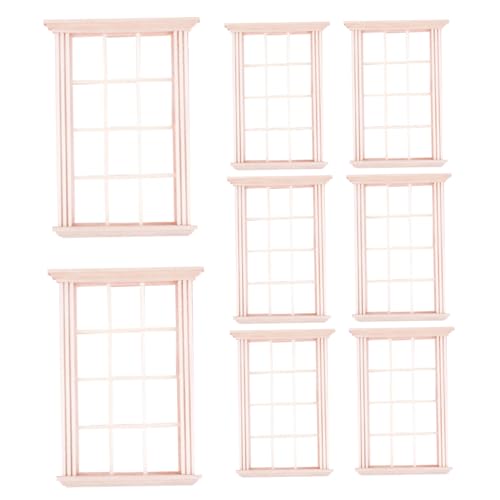 Wedhapy Dollhouse Fenster 1:12 Skala 8pcs Holz Miniaturfenster Rahmen DIY Craft Mini Fenstermodell mit 12 Gitterpuppen Hausmöbeln für Dollhouse Accessoires Dollhouse Fenster Puppen House Furnitur von Wedhapy