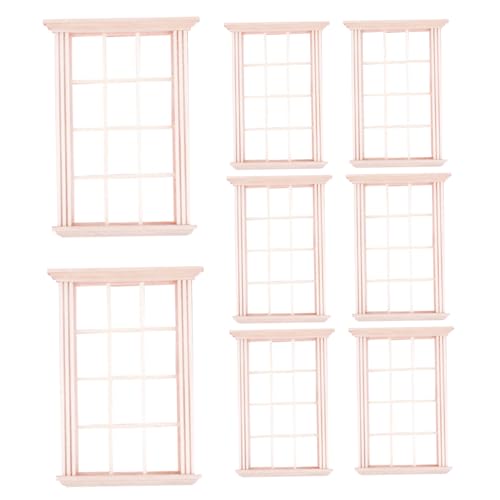 Wedhapy Dollhouse Fenster 1:12 Skala 8pcs Holz Miniaturfenster Rahmen DIY Craft Mini Fenstermodell mit 12 Gitterpuppen Hausmöbeln für Puppenhauszubehör von Wedhapy