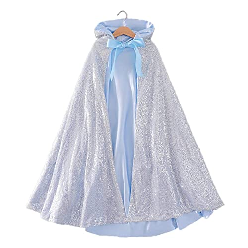 ELSA Umhang mit Kapuze Prinzessinnumhang für 8–13 Jahre alte Mädchen 89,9 cm Cosplay ELSA Umhang blau Prinzessinnenumhang Weihnachten Halloween Custome Party-Zubehör von Wedhapy