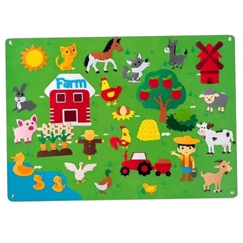 Fuzzy Filz Board für Kleinkinder 41,3x29.5 Zoll Farm Farm Fish Story Board Vorschule Storytelling Fill Wall Board frühe Bildungssensor Spielzeug für Boy Girl Geburtstag Geschenk Fuzzy Filz Filz von Wedhapy