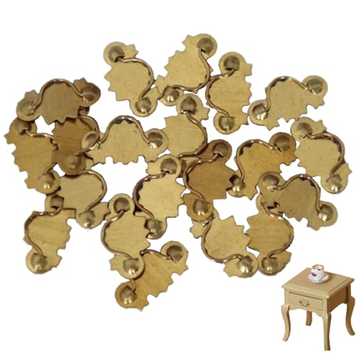 Mini Schublade Zieh 20pcs 1:12 Puppenhaus Mini Schubladenknöpfe Metall Golden kleine Schubladenknöpfe Miniaturgrenze für Schrank Tischständer Schubladen für Puppenhauszubehör Mini Schubladenknobsmi von Wedhapy