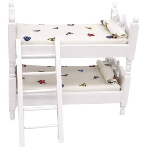 Puppenhausbett 1/12 Mini Doll House Etagenbett Wohnzimmer Möbel Dekor Kinder tun Spiel Spielzeug weiße geometrische Puppenhausbett 1/12 Mini Puppenhaus Etagenbett Wohnzimmer Möbel Dekor Kinder von Wedhapy