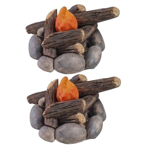 Wedhapy Spielzeug-Lagerfeuer aus Kunstharz 2 Stück 5,3 x 4,6 x 3,6 cm künstliches Lagerfeuer wasserdicht Mini-Lagerfeuer farbecht Cartoon-Design süßes künstliches Feuer für Garten Puppenhaus-Zubehör von Wedhapy