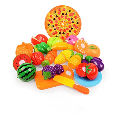 Spielzeug-Lebensmittel Lebensmittel-Schneidespielzeug für Kinder Spiel-Lebensmittel 24-teiliges Set Spielzeug-Lebensmittel BPA-frei Obst und Gemüse Spielzeug Spielküchen-Zubehör für Mädchen Geschenk von Wedhapy