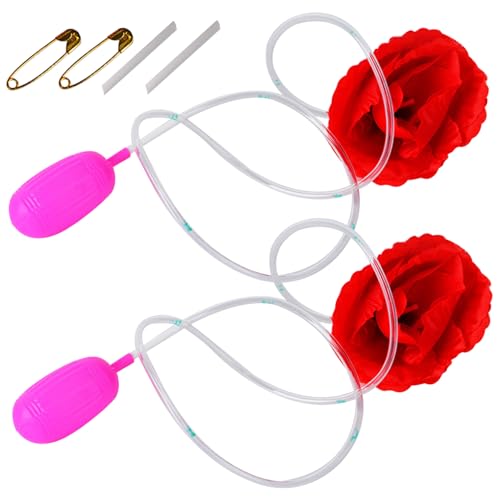 Squirting Flower Red Rose 2 Sets Aprilscherz Day Streiche Clownblume die Wassertrick Spielzeug realistischer Rosenblumenwitz für Party Aprilscherz Day Pranks Squirting Flower Clown Blume Tha von Wedhapy