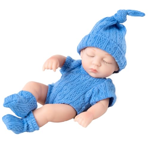 Tiny Toys Mini-Babypuppen 17,8 cm Mini-Babypuppen mit geschlossenen Augen realistische Neugeborenen-Babypuppen Tante-Silikon-Babypuppen Ganzkörper-Schlaf-Babypuppe mit Kleidung Spielzeug Stil 2 von Wedhapy