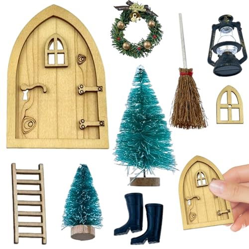 Wedhapy 1 Set Puppenhaus-Weihnachtsdekorationen simulierte 1:12/1:6 Puppenhaus-Miniaturen DIY-freundliche Miniatur-Dinge aus Holz für Puppenhaus Feengarten Mikrolandschaft von Wedhapy