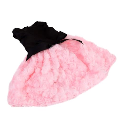 Wedhapy 18 Zoll Puppenkleidung trägerlos flauschig süßes Kleid passend für Mädchenpuppe schwarz und rosa Hunde Leckereien von Wedhapy