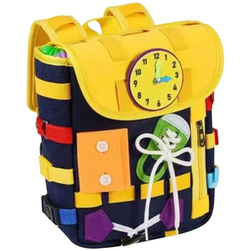 Wedhapy Busy Board Kleinkind-Rucksack Früherziehung große Kapazität buntes Busy Board für Kleinkinder süßes interaktives leichtes tragbares Lernspielzeug für zu Hause blau von Wedhapy