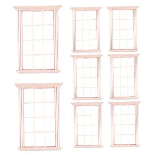 Wedhapy Dollhouse Fenster 1:12 Skala 8pcs Holz Miniaturfenster Rahmen DIY Craft Mini Fenstermodell mit 12 Gitterpuppen Hausmöbeln für Puppenhauszubehör Dollhouse Fenster 1 12 Scaledollhouse von Wedhapy