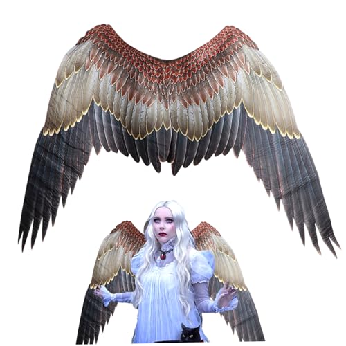 Wedhapy Engelsflügel 41 x 29,5 Zoll schwarzer Flügel Halloween-Engelskostüm Vliesstoff Cosplay-Flügel für Erwachsene mit verstellbaren Trägern für Halloween Adler-Stil von Wedhapy