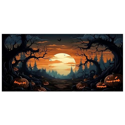 Wedhapy Halloween-Garagentor-Abdeckung 16 x 7 Fuß Fledermaus-Kürbis-Halloween-Garagentor-Dekorationen hängendes Halloween-Garagentor-Banner mit Seil für die Haushofwand von Wedhapy