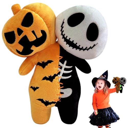 Wedhapy Kürbisplüsch Halloween-Plüsch 9,8 Zoll leuchtender Totenkopf-Kürbis-Plüsch weiches Plüsch-Halloween-Stofftier lustige Horror-Puppen für Partygeschenke für Kinder und Erwachsene von Wedhapy