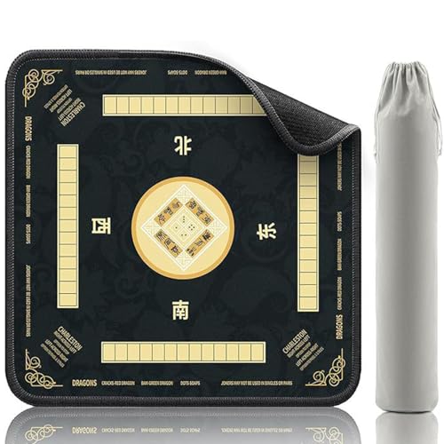 Wedhapy Mahjong-Matte mit Spielregeln, 80 x 80 cm, rutschfeste und geräuschreduzierende Spielmatte für Mahjong, Poker und Brettspiele, Schwarz Wedhapy Mahjong-Matte mit Spielregeln, 80 x 80 cm, rutschfeste und geräuschreduzierende Spielmatte für Mahjong, Poker und Brettspiele, Schwarz von Wedhapy