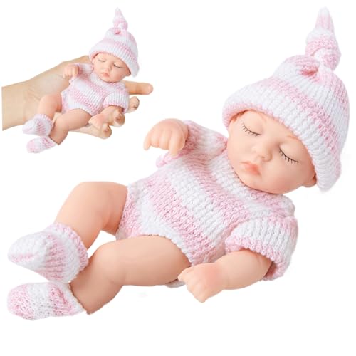 Wedhapy Mini Silicon Babypuppen, 7 Zoll realistische Neugeborenenbabypuppen, weiches Ganzkörper Silikon -Baby mit Kleidung, Silikonbabys für Kindergeschenke, Stil 1 von Wedhapy