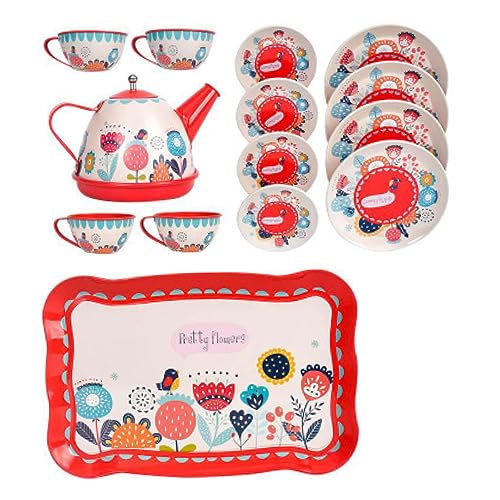 Wedhapy Prinzessin Teezeit Spielzeug Kinder Teeparty Set Rollenspiel Küche Party Dessert Kekse Teekanne Tablett für Mädchen Jungen Style2 von Wedhapy