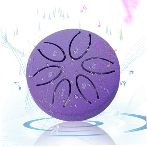 Wedhapy Regentrommel 7,6 cm 6 Töne Karbonstahltrommel ätherische beruhigende Zungentrommel Mini Regentrommel für draußen bei Regen für Zen Meditation und Yoga lila Stahltrommel von Wedhapy