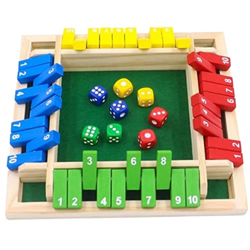 Wedhapy Shut The Box-Spiel 4-Spieler-Spielbox 4-seitiges Flipping-Mathematikspiel mit 8 Würfeln 2-seitige Zahlen-Brettspiele aus Holz zum Lernen von Zahlen Strategie und Risikomanagement von Wedhapy