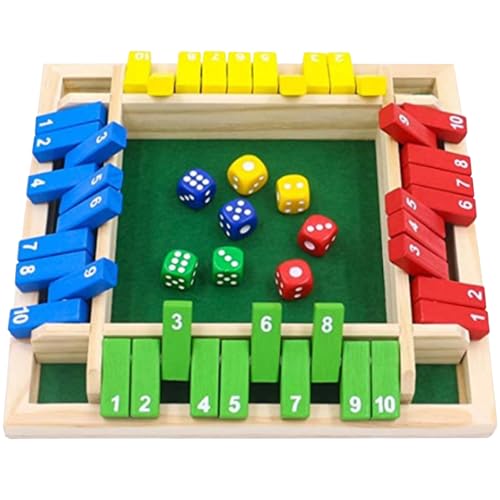 Wedhapy Shut The Box Spiel Close The Box Spiel für 4 Spieler 4 seitiges Flipping Mathematikspiel mit 8 Würfeln 2 seitige Zahlen Brettspiele aus Holz zum Lernen von Zahlen Strategie von Wedhapy