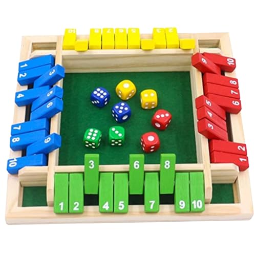 Wedhapy Shut The Box-Spiel für 4 Spieler 4-seitiges Flipping-Mathematikspiel mit 8 Würfeln 2-seitige Zahlen-Brettspiele aus Holz zum Lernen von Zahlen Shut The Box-Spiel für 4 Spieler von Wedhapy