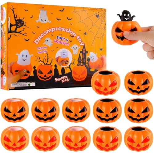 12pcs Halloween Toys Ghost Pumpkin Squeeze Ball 2.4x2 Kleine Waschbefreiung Stressspielzeugkürbis -Stress Ball Halloween Party Geschenke für Kinder, Mädchen, Jungen, Halloween -Spielzeuge von Weduspaty