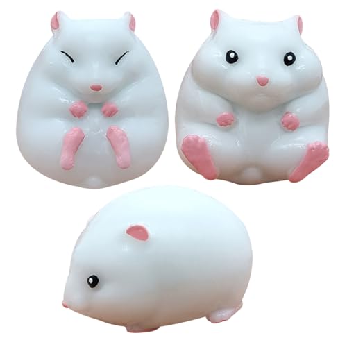 Spannungs -Squeeze -Spielzeug, 3pcs Stressspielzeug entzückender Hamster in 3 Stilen Niedliche Stress -Relief -Spielzeug Weiche Squeezierkautschuk 2,4 x 2 Zoll Flüssigkeit Squeeze Spielzeug für Kinde von Weduspaty