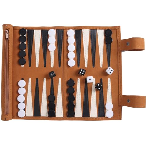 Travel Backgammon Set 14x9.8 '' Rolling Microfaser Backgammon Board Easy Setup Secure Backgammon Reise -Set mit Rollbeutel Travel Backgammon von Weduspaty