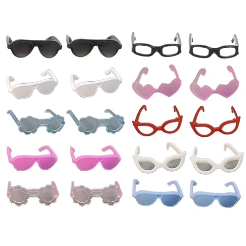 Weduspaty Doll Sonnenbrille, 20 Paar Puppenbrille Plastik Sonnenbrille mit 10 Styles Classic Retro winzig für Kinder und Erwachsene von Weduspaty