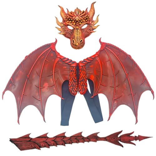 Weduspaty Dragon Kostüm für Kinder, Drachenkinderkostüm, Halloween Dragon Cosplay -Set, Halloween -Kostüme rot von Weduspaty