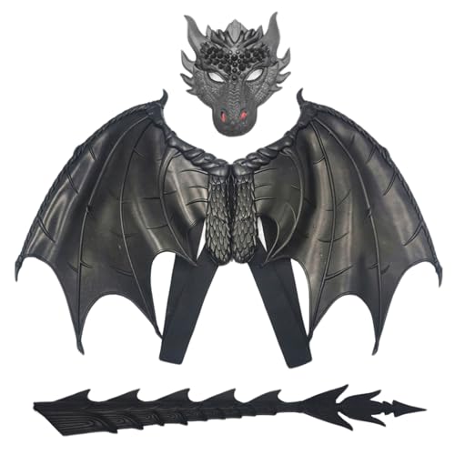 Weduspaty Dragon Kostüm für Kinder, Drachenkinderkostüm, Halloween Dragon Cosplay -Set, Halloween -Kostüme schwarz von Weduspaty